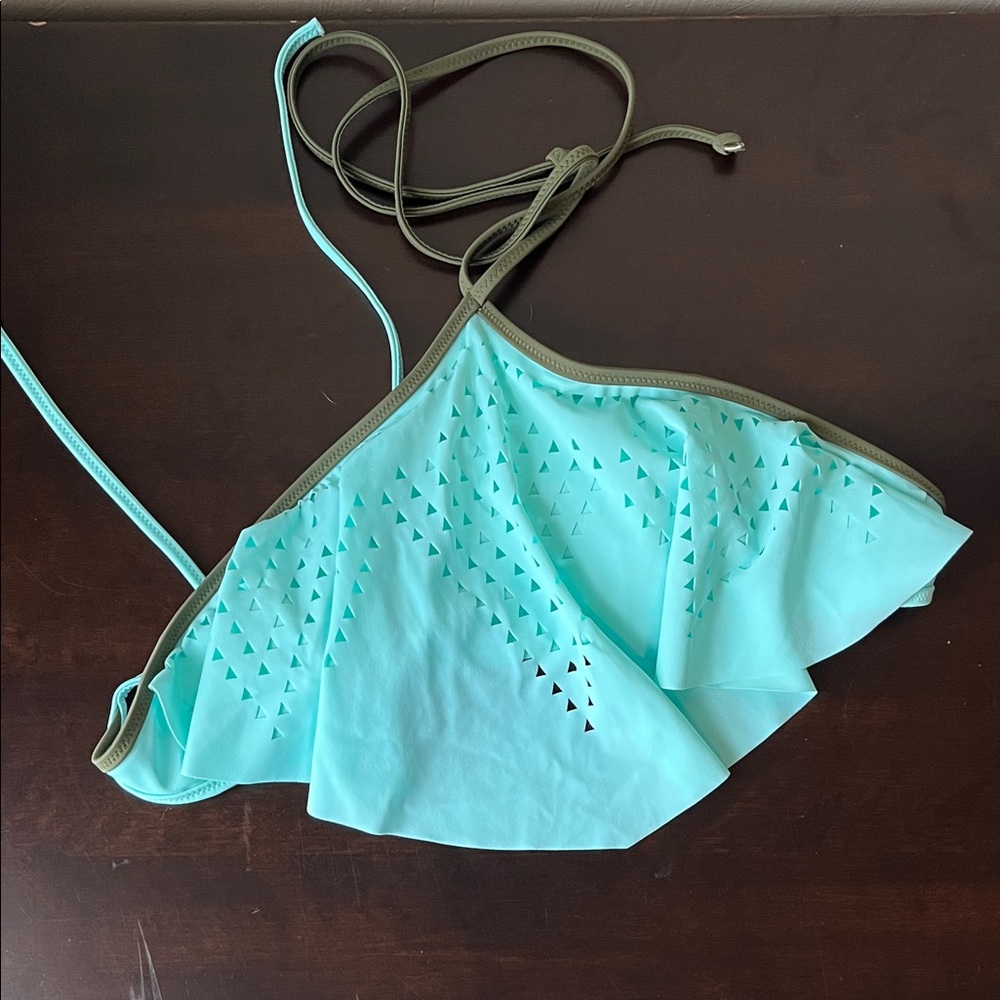 PINK Victoria's Secret Aqua and Olive Bikini Top